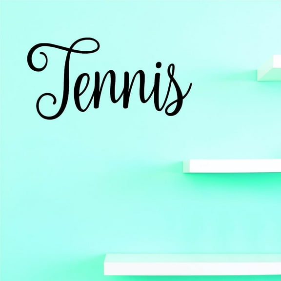 Custom Decals Tennis Wall Art Size: 8 X 20 Inches Color: Black