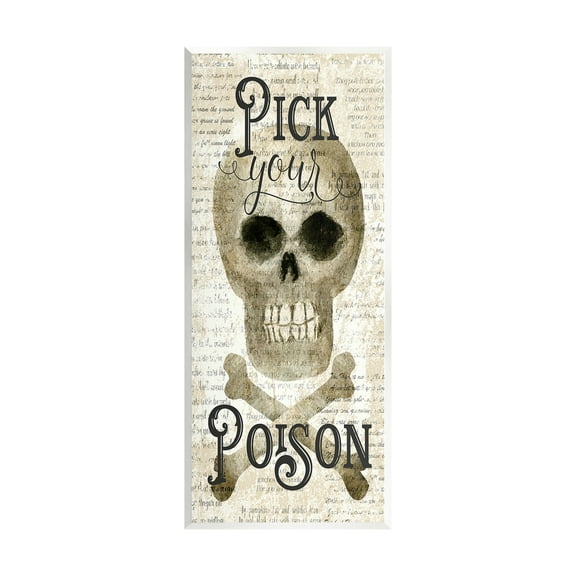 Stupell Industries Pick Your Poison Skull Holiday Painting Unframed Art Print Wall Art, 7 x 17