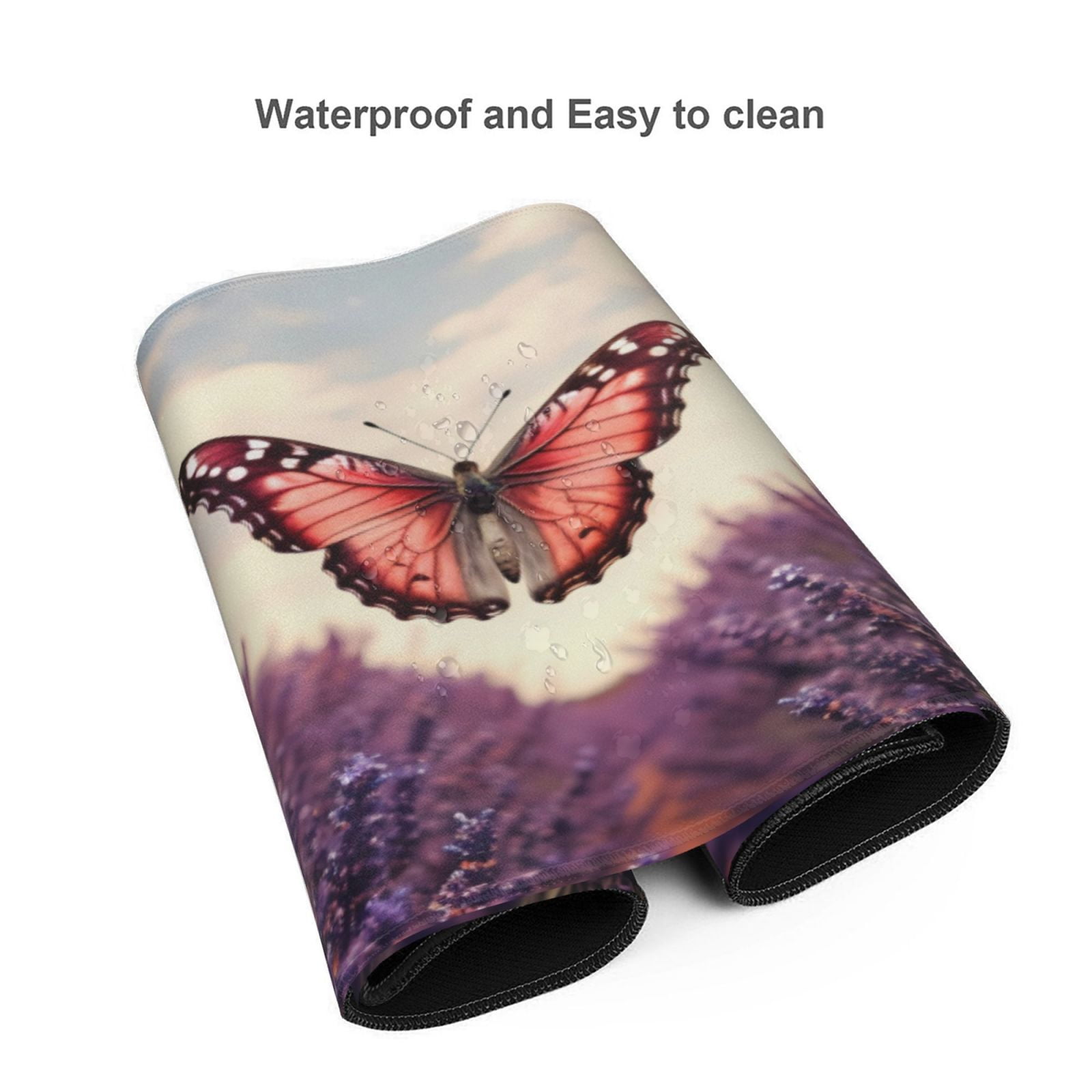 Xecao Butterfly Over Lavender Print Large Mouse Pad, 16x35.5in Mousepad, Professional Non-Slip Rubber Base Big Mouse Pad, Mouse Pad for Gaming & Office Full Desk Mouse Pad