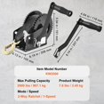 thumbnail image 2 of Hand Winch Boat Trailer Winch Heavy Duty Rope Crank Polyester Strap & Two-Way Ratchet Manual Operated Hand Crank Winch, 2 of 7