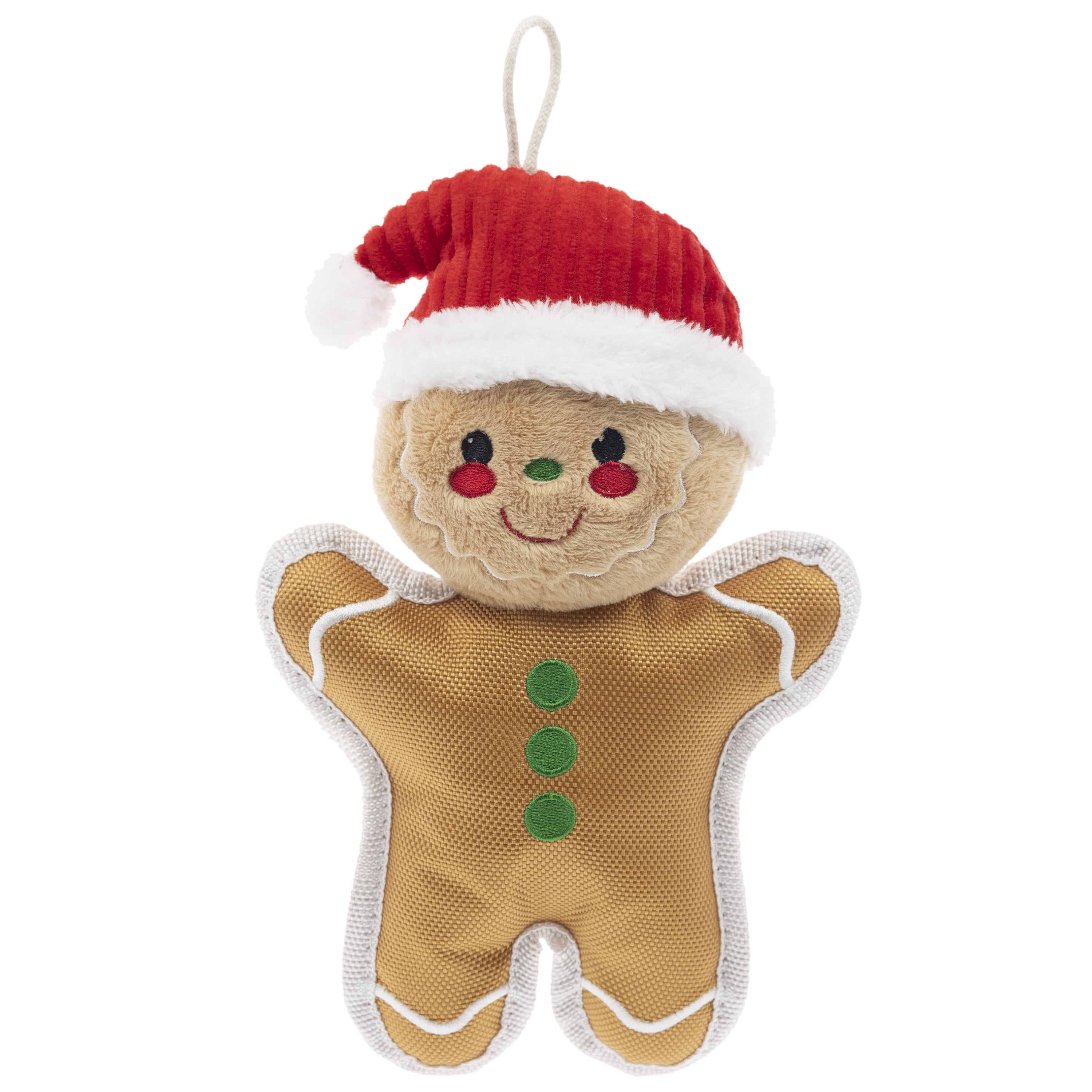 Vibrant Life Holiday 9 inch Stuffed Plush Squeaky Christmas Gingerbread Dog Toy