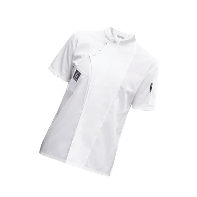 Hi,Fancy Chef Jacket Short Sleeve Cooking Clothes Simple Chef Coat for Restaurant White XL