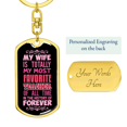 thumbnail image 3 of To My Wife  Wife Teacher Forever Stainless Steel or 18k Gold Premium Swivel Dog Tag Keychain, 3 of 15