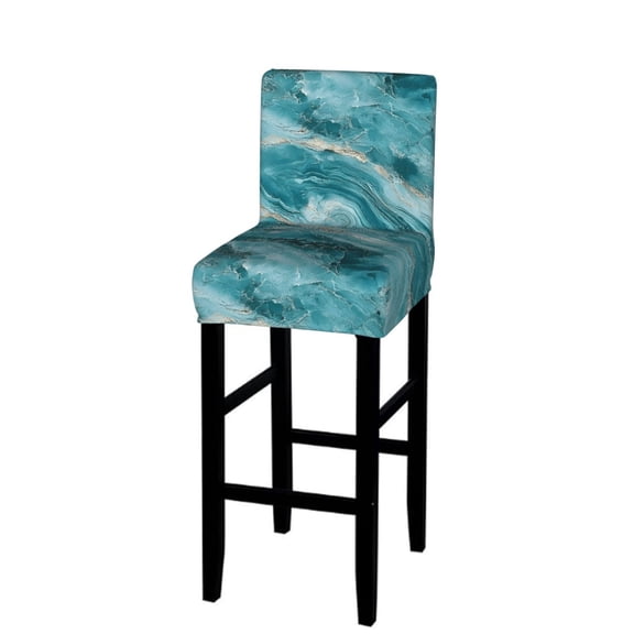 One Piece Bar Chair Stool Cover Is Soft And Comfortable Wrinkle Resistant Wear And Tear Resistant Stitched In Elastic Hem For Daily Use Teal Marble_2