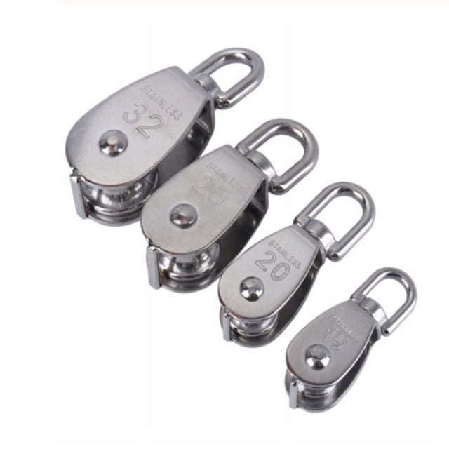 Stainless Steel Pulley M15/M20 M25 M32 M50 Single Wheel Swivel Lifting Rope Pulley Set Lifting Wheel Tools ,Work Smooth and Silent