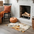 thumbnail image 4 of Fall Door Mat Indoor Entrance Orange Pumpkin Floor Mat Thanksgiving Welcome Matt Outdoor Rugs Non-Slip Absorbent White Pumpkin Orange Leaves Doormat for Bathroom Kitchen Front Door 24x16 Inch, 4 of 6