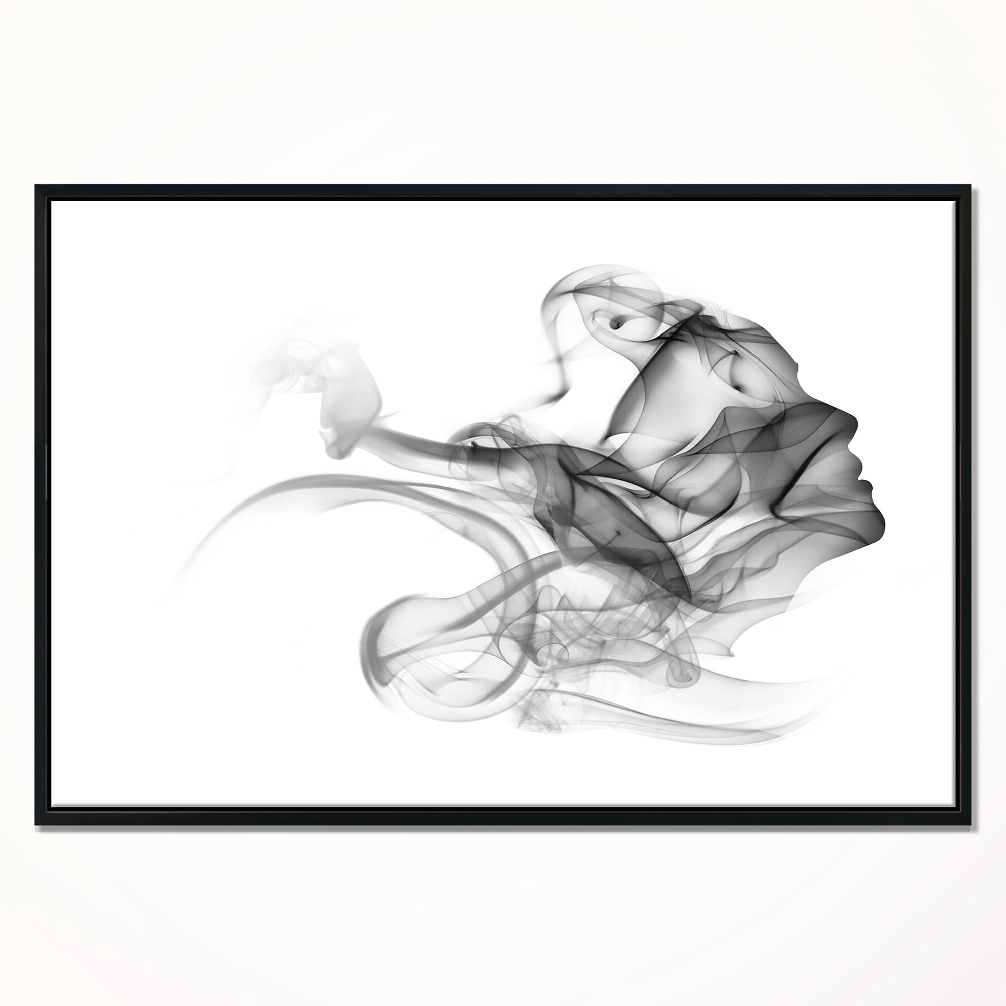 Designart ' Woman and Smoke Double Exposure ' Portrait Framed Canvas Art Print