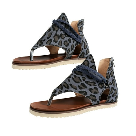 

Womens Summer Flats Roman Braid Back Zip Casual Leopard Solid Color Ladies Sandals Open Toe Slide Sandals Comfortable Flats Flip-Flops Sandal Casual Platforms Wedge Sandals Heeled Sandals A579