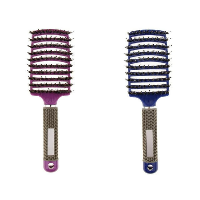 HILABEE 2x Curved Vent Hair Brush, Paddle Massage Brush for Fast Blow Drying, Detangling