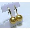 thumbnail image 3 of K-KED HUGE AAAA 11-12mm real natural round South Sea golden Pearl Earrings 14K gold, 3 of 4