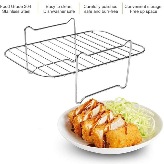 Air Fryer Rack for Ninja DZ201/DZ401 Foodi Accessories Stainless Steel Multi-Layer Stackable Dehydrator Rack