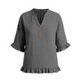 thumbnail image 6 of Womens Shirts Short Sleeve Kelon Women's Short Sleeve Shirts V Neck Boho Tops Work Blouses Business Casual Outfits Lightweight Shirt Casual Going Out Top, M, 6 of 6