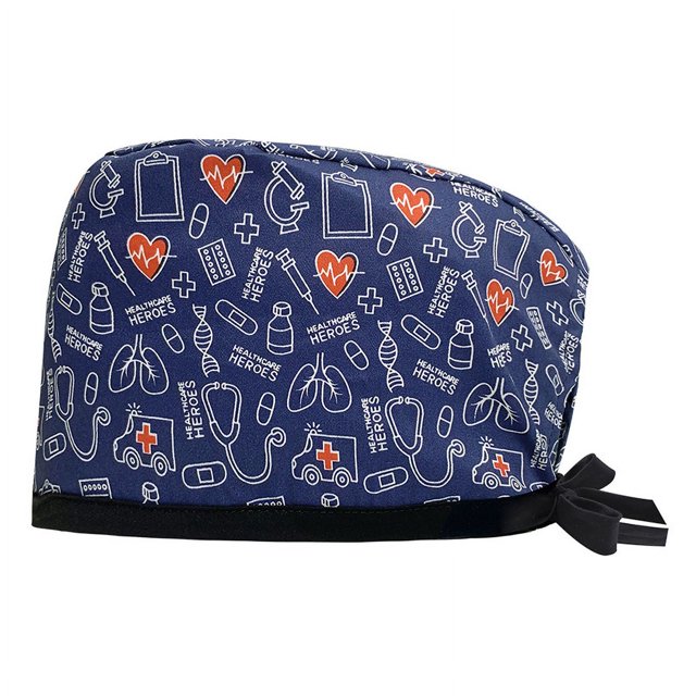 Gorro quirúrgico estampado de algodón para mujer, gorro de enfermera ajustable, gorro de limpieza bucal dental