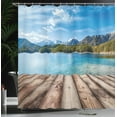 thumbnail image 4 of Ambesonne Nautical Shower Curtain, Lake Forest Mountain, 69"Wx70"L, Brown Blue, 4 of 5