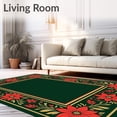 thumbnail image 2 of ODIKA 6'x9' Machine Washable Non-Slip Area Rug, Holiday Heirloom Floral Adorned Jolly Embellishment High Traffic Rug, Green, 614441, 2 of 7