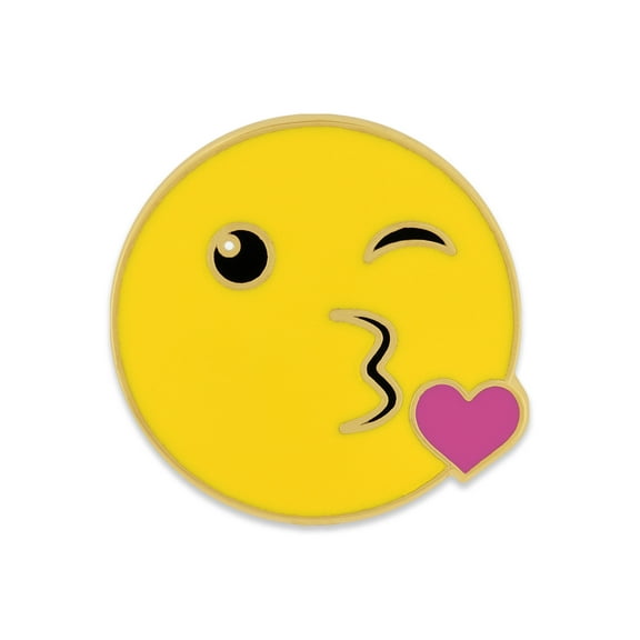PinMart's Kiss Face Winking with Heart Enamel Lapel Pin