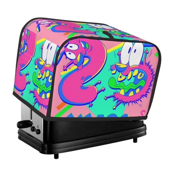 Funda para tostadora de 2 rebanadas de Courage The Cowardly Dog, funda protectora contra el polvo y las huellas dactilares para pan, funda de poliéster para pequeños electrodomésticos de cocina