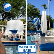 Simplay3 Pooltime Basketball Hoop with 30”W x 21.5”H Backboard, 7-inch Basketball and Air Pump