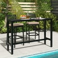 thumbnail image 3 of Gymax 3PCS Outdoor Metal Bar Table & Chairs Set Patio Dining Table Set w/ Cushion, 3 of 7