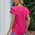 thumbnail image 5 of WIZUTIZ Corset Tops for Women up to 30% Off Plus Shirts Short Sleeve Loose Fit Athletic Solid Tshirts Summer-Beach Ladies Blouse Holiday Beach Trendy Tops Oversize Lightweight V-Neck T-shirt Hot Pin, 5 of 5
