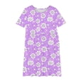 thumbnail image 4 of RXIRUCGD 2025 Summer Clothes for Kids Girl's Flower Print Short Sleeve Stretchy Dress Summer Sleeve Round Neck Dress Dance Skirt for Kids, 4 of 4