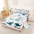 thumbnail image 2 of jejeloiu Ocean Animal Monogram A Full Size Sheets For Kids,Sea Life Whale Bed Sheets For Boys,4-Piece, 2 of 6