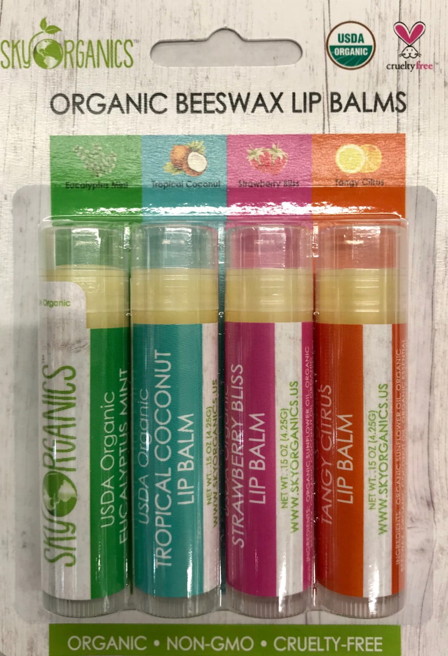 Sky Organics Sky Org Organic Flav Lip Balm Vty 4pk
