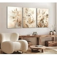 thumbnail image 2 of Hieng 3PCS Framed Neutral Rustic Floral Canvas Wall Art Beige Peony Flowers Botanical Painting Pictures Wall Decor Modern Country Wildflower Plant Poster Printing Artwork for Bedroom Living Room, 2 of 6