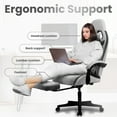 thumbnail image 4 of CELTOSS Gray Fabric Gaming Chair with Footrest, Comfortable Computer Office Chair with Lumbar Cushion, High Back Gamer Game Chair for Adult, Reclining Video Desk Chair, 4 of 11