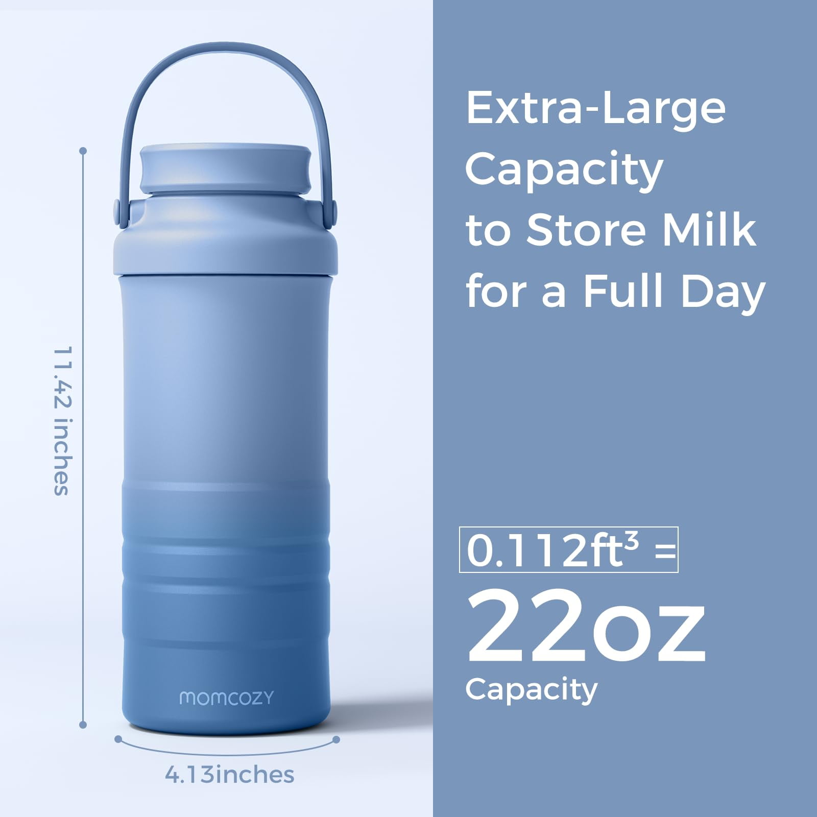 Momcozy Breast Milk Cooler offers 24H+ extended cooling with 360° surround cooling tube technology, keeping breast milk fresh and nutrient-rich during outdoor activities. Simply freeze the tube for 1