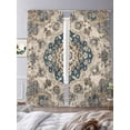 thumbnail image 3 of Blue Brown Boho Sheer Curtains 96 Inch Length 2 Panels Set, Ethnic Vintage Southwestern Geometric Voile Window Treatment Semi Sheer Long Curtains Drapes for Bedroom/Living Room/Kitchen 52"x96"x2, 3 of 7