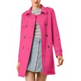 thumbnail image 3 of INSPIRE CHIC Women's Notched Lapel Double Breasted Faux Suede Trenchcoat XS Hot Pink, 3 of 9