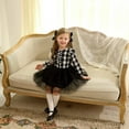 thumbnail image 4 of Younger Tree Baby Girl Fall Winter Christmas Long Sleeve Plaid Mesh Dress Skirt Outfits Overall Clothes,18-24M, 4 of 8