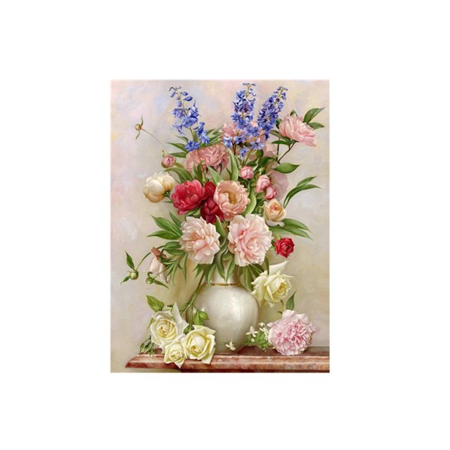30x40cm 5D Pintura de diamante de bricolaje completa, combinación de flores de paisaje, pintura de punto de cruz de lienzo de diamantes de imitación de bricolaje por número para decoración de pared adultos niños Excelente Rendimiento ER018183WL