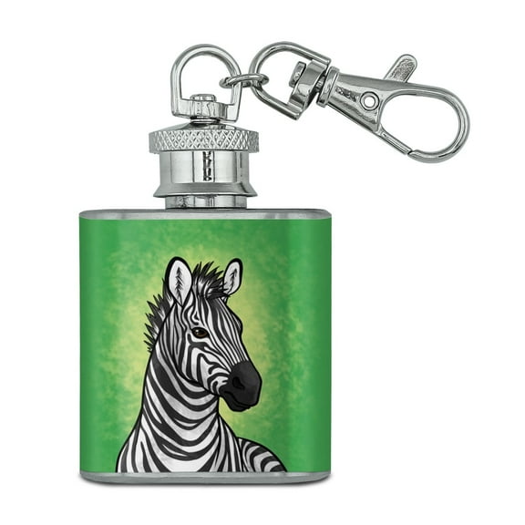 Zebra Face Stainless Steel 1oz Mini Flask Key Chain