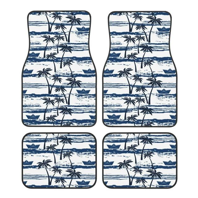Gaeub Palm Tree Print Carpet Floor Mats for Car,Car Foot Mat Set,Universal Fit 4 Piece Mat Pad Set,Fits Most Cars Trucks Vans Sedans SUV Auto Carpet Mat Set