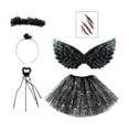 thumbnail image 3 of Conjunto de disfraz de hada para niñas, disfraz de Halloween, falda tutú, disfraz de ángel gótico para niñas, disfraz de ángulo caído, cosplay para Con varita Yinane Disfraz de ala de ángel, 3 of 8