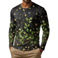 thumbnail image 4 of Men's Fashion Printed Round Neck Long Sleeve Bottoming Shirt Top with Christmas Snow Night Print for Seasonal Outfits and Daily Wear - Soft and Warm Men's Base Layer,Green,M, 4 of 7