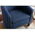 thumbnail image 6 of Accent Barrel Chair, Mid Century Linen Upholstered Accent Armchair Club Chair with Nailheads and Solid Wood Legs, Wingback Side Chair Reading Chair with Padded Cushion, Comfy Single Sofa Chair, Navy, 6 of 7