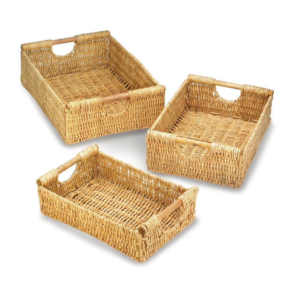 Wicker Organizer Baskets, Woven Baskets For Storage, Made Of Straw (set
