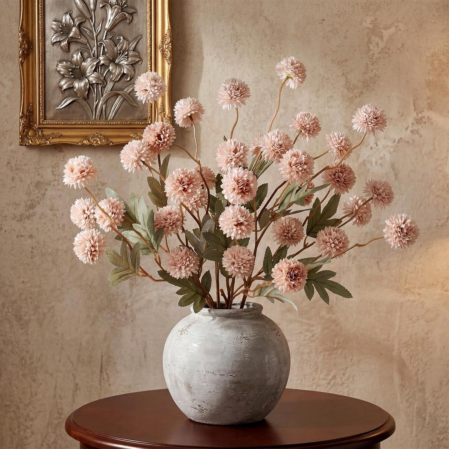 Waipfaru Fake Silk Pompon Mum Artificial Flowers,10 Stem Faux Chrysanthemums,Realistic Floral Decorations for Wedding DIY Bouquet Centerpieces Shower Vase Home Decor
