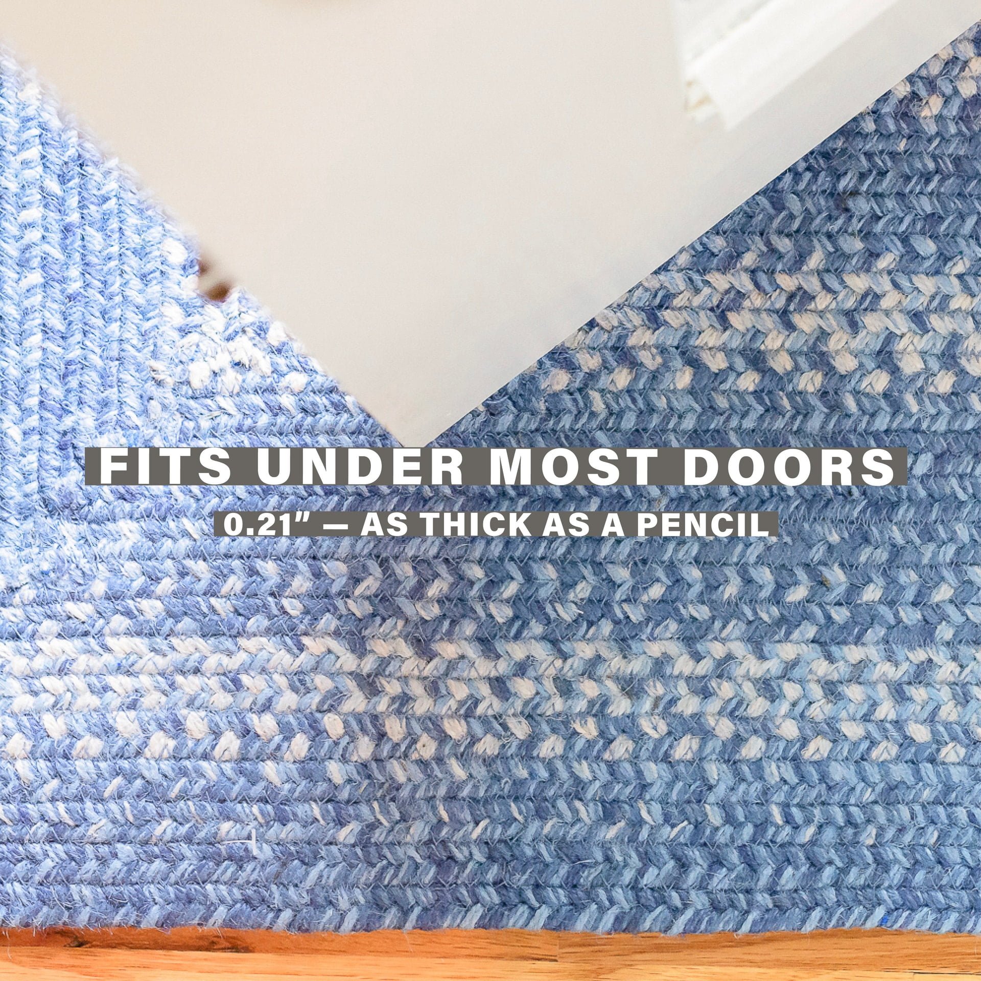Homespice 20x30 Blue Rectangular Braided Rug. Denim Blue and White Jute Rug. Uses- Entryway Rugs, Kitchen Rugs, Bathroom Rugs. Reversible, Rustic, Country, Primitive, Farmhouse Decor Rug