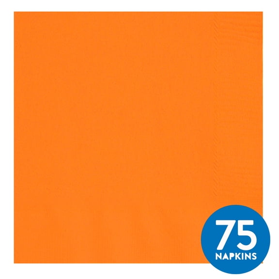 75CT 6.5IN x 6.5IN Orange Disposable Paper Napkins by Way To Celebrate