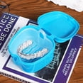 thumbnail image 2 of Estuche para baño de dentaduras postizas, material PP ecológico, cesta coladora, perfecto para viajes y el hogar, tamaño portátil con taza de drenaje extraíble, PP de grado médico (2 piezas), 2 of 6