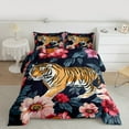 thumbnail image 2 of Feelyou Wildlife Tiger Queen Comforter Set for Kid, Vintage Groovy Flower Bedding Sets, Jungle Animal Reversible Bedding Comforter Set, Ultra Soft Home Decor, 3pcs, 2 of 8
