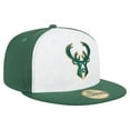 thumbnail image 3 of Men's New Era  White/Hunter Green Milwaukee Bucks Repeat 59Fifty Fitted Hat, 3 of 5