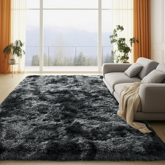 Socofuz Solid Shag Collection Rug–6x9ft Charcoal Gray Fluffy Area Rugs Perfect for Living Room, Dining room
