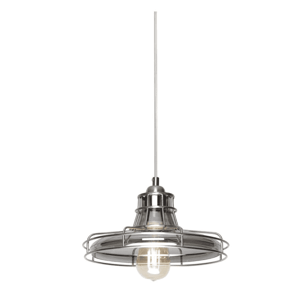 Sunset Lighting F3617-80 Bright Satin Nickel Ibis Smokey Glass 1 Light Pendant