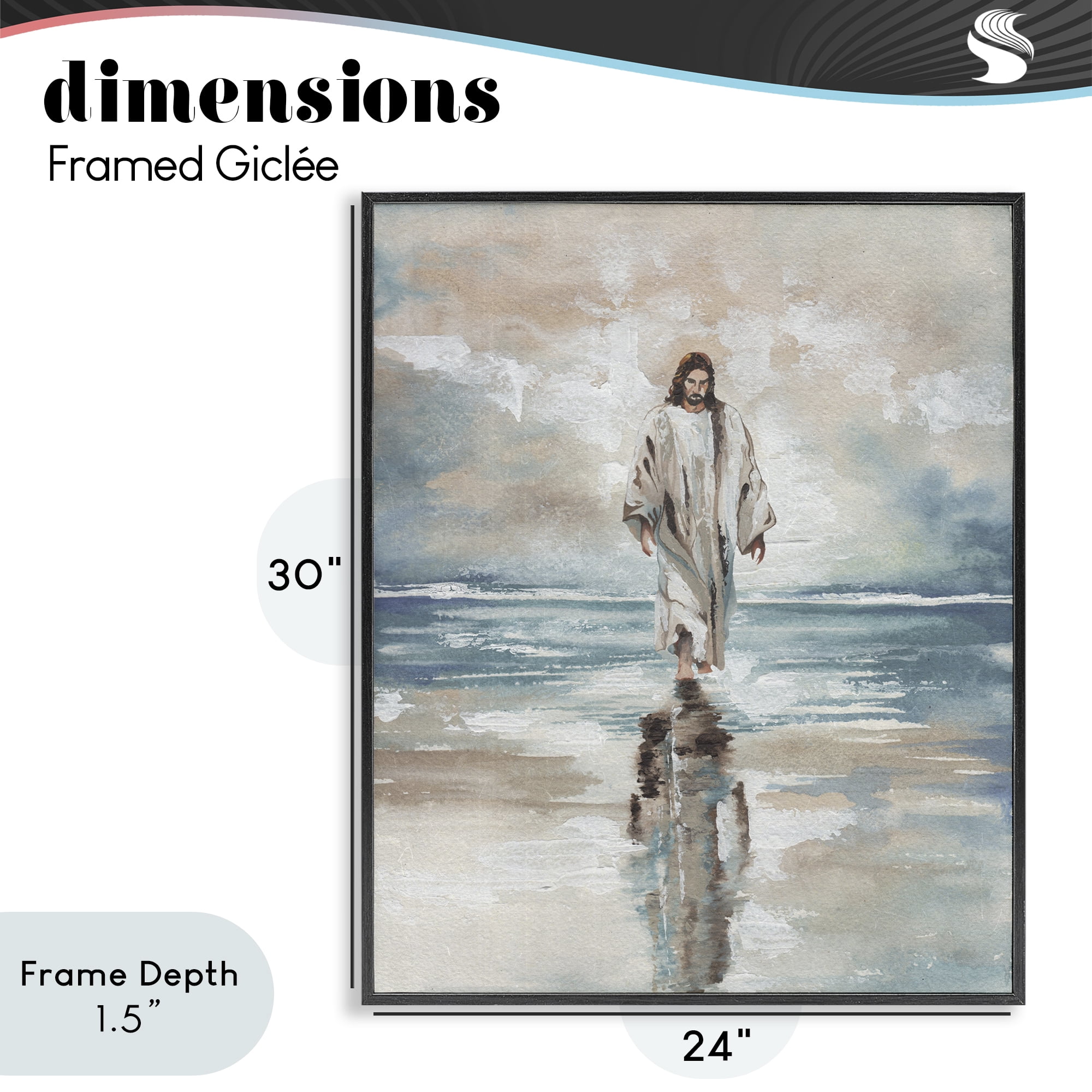 Stupell Industries Jesus on Water Black Framed Giclee Art, design by Elizabeth Medley
