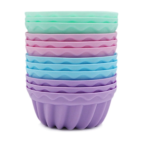 VQPeo Reusable Silicone Muffin Cups - Nonstick, Flexible Baking Liners for Muffins, Cupcakes, Mini Cakes, and Desserts, Dishwasher Safe, Space-Saving, Perfect for Home Baking & Parties